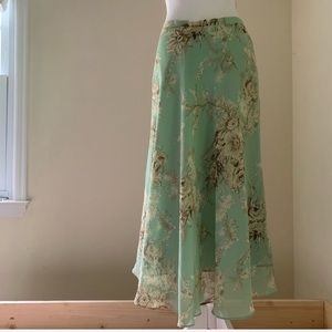 3 for $15 🔴 Mint Floral Midi Chiffon Skirt